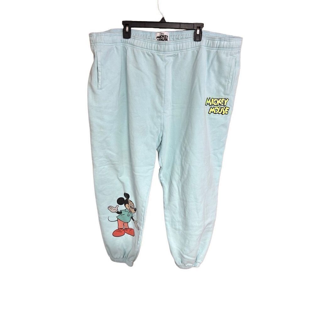 Mickey Mouse 2XL (XXL) Light Blue Sweatpants with String